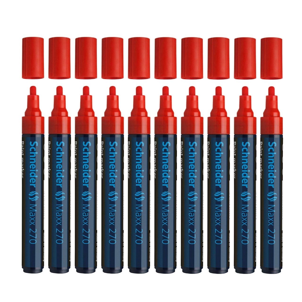 Schneider Maxx 270 Asetat Kalemi Kırmızı - 1-3mm - Boya Markörü - Cam Kalemi 10 Adet Toptan