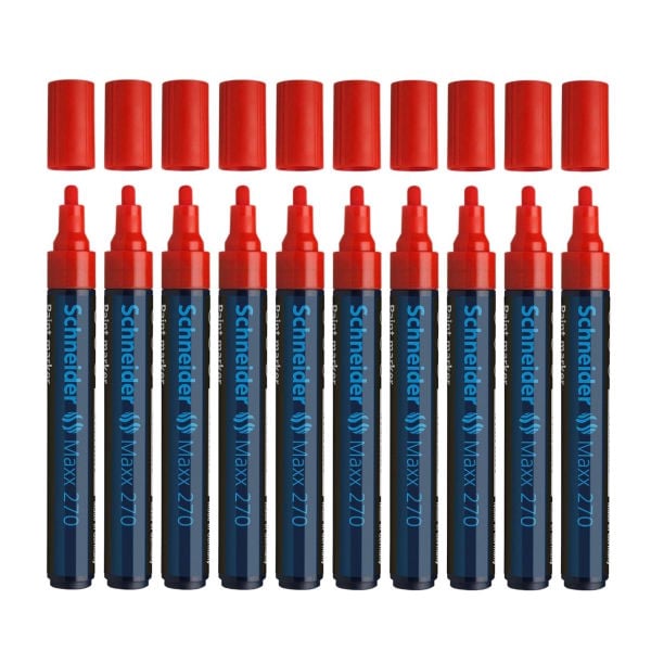 Schneider Maxx 270 Asetat Kalemi Kırmızı - 1-3mm - Boya Markörü - Cam Kalemi 10 Adet Toptan