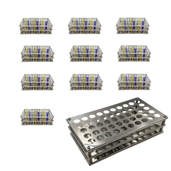 Borox Tüp Standı 50 Tüplük - Tüp Standı Paslanmaz Çelik 13mm - 10 Adet Toptan