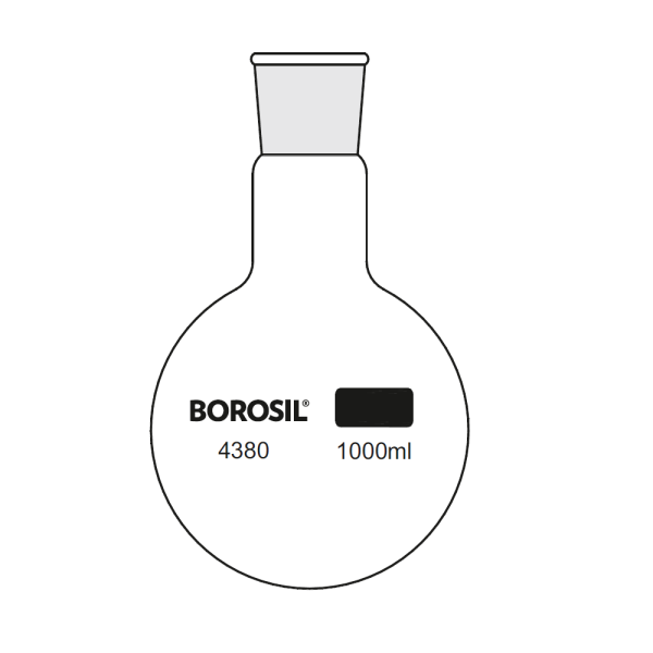 Borosil Cam Balon 1000 ml - Dibi Yuvarlak - Şilifli 24/29