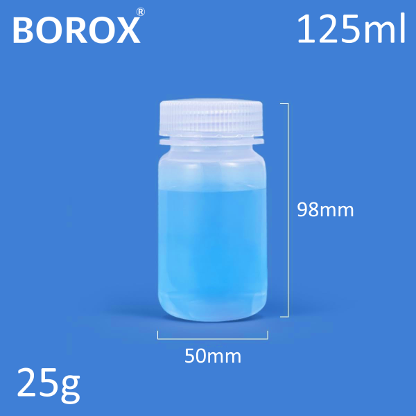 Borox Numune Şişesi 125ml - Vida Kapaklı - HDPE Amber Şişe - Geniş Ağızlı Plastik Şişe
