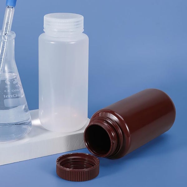 Borox Numune Şişesi 250ml - Vida Kapaklı - HDPE Amber Şişe - Geniş Ağızlı Plastik Şişe