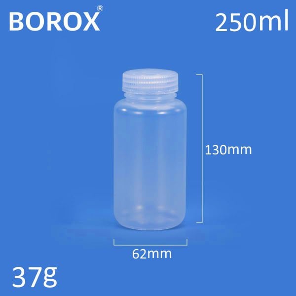 Borox Numune Şişesi 250ml - Vida Kapaklı - HDPE Amber Şişe - Geniş Ağızlı Plastik Şişe