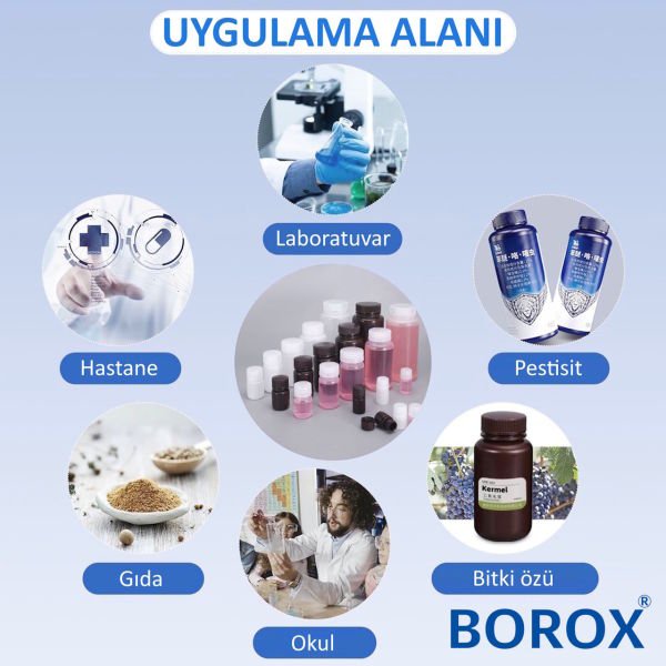 Borox Numune Şişesi 500ml - Vida Kapaklı - HDPE Amber Şişe - Geniş Ağızlı Plastik Şişe
