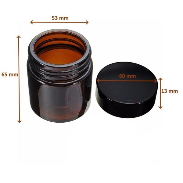 Borox Amber Cam Şişe 100ml - Krem Kavanoz 100cc Kapaklı Şişe - 50 Adet Toptan