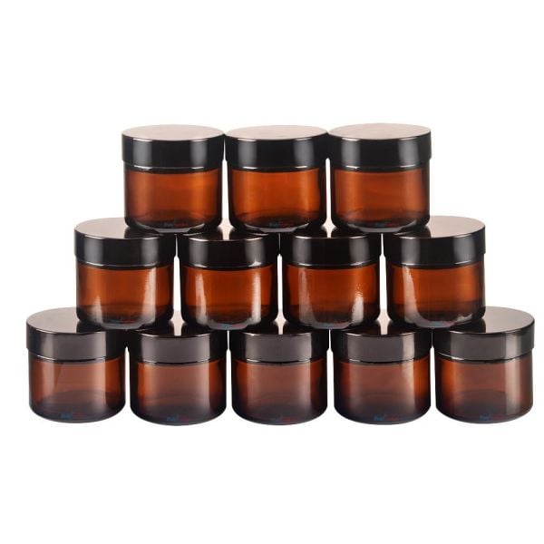 Borox Amber Cam Şişe 100ml - Krem Kavanoz 100cc Kapaklı Şişe - 50 Adet Toptan