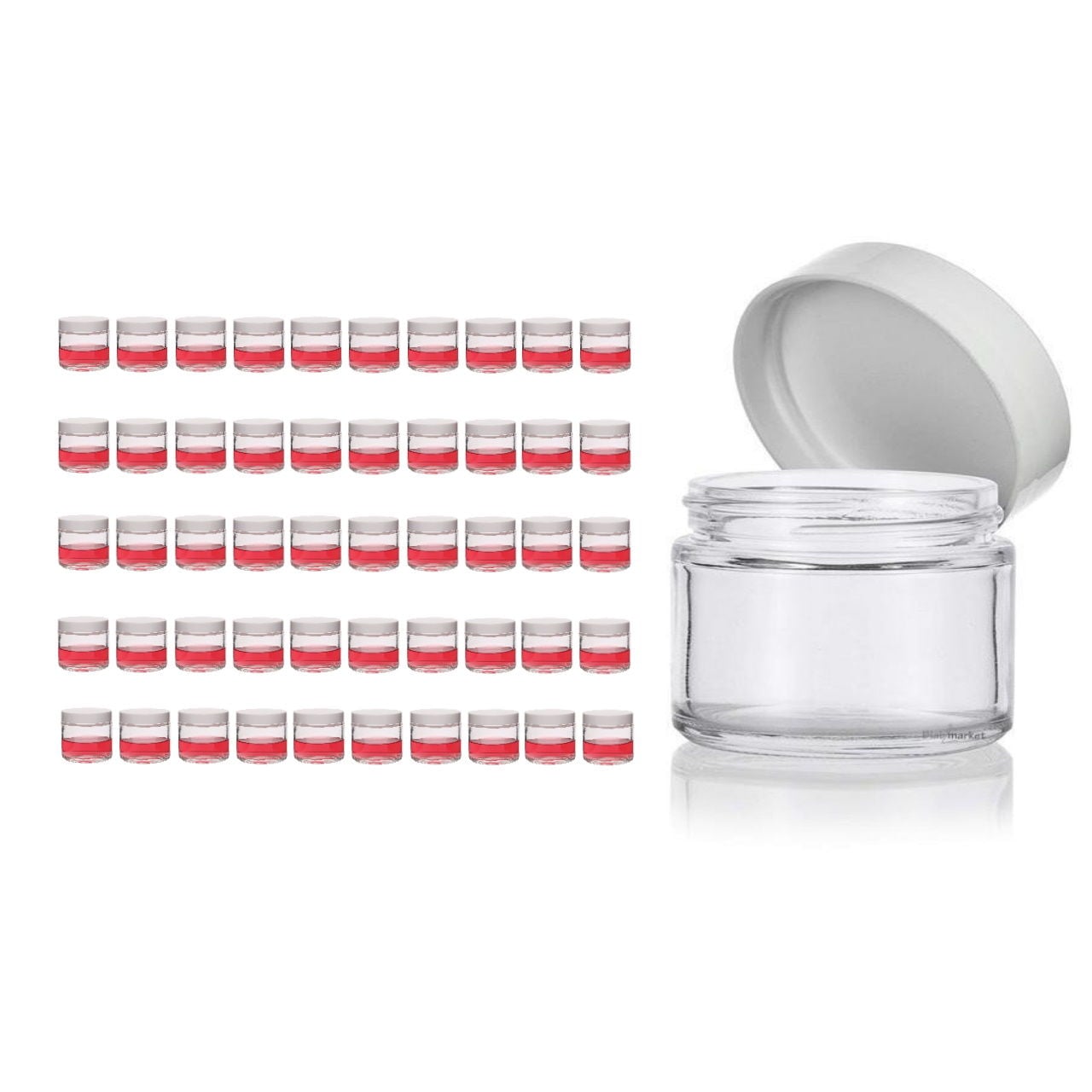 Borox Cam Şişe 100ml - Krem Kavanoz 100cc Kapaklı Şişe - 50 Adet Toptan