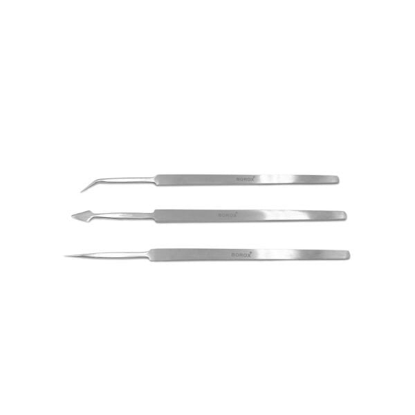 Borox Paslanmaz Çelik Diseksiyon İğne Seti - 3 Adet-Paket