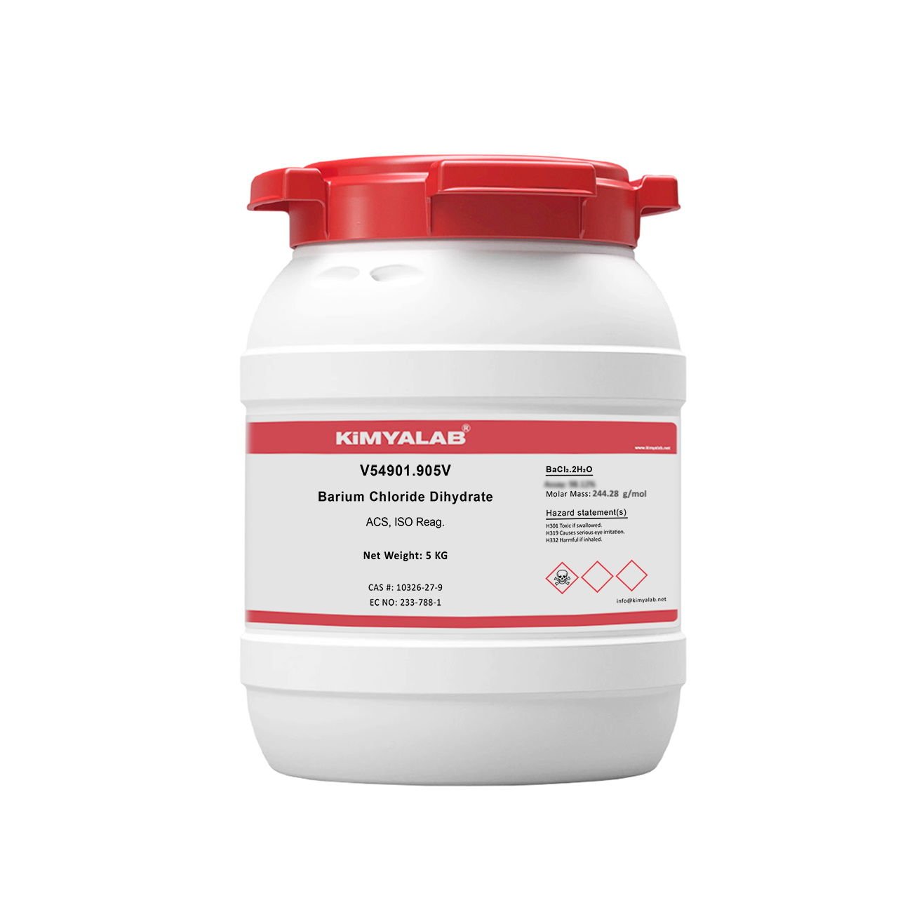 Kimyalab Baryum Klorür - Barium Chloride Dihydrate - 5 Kg-HDPE Varil