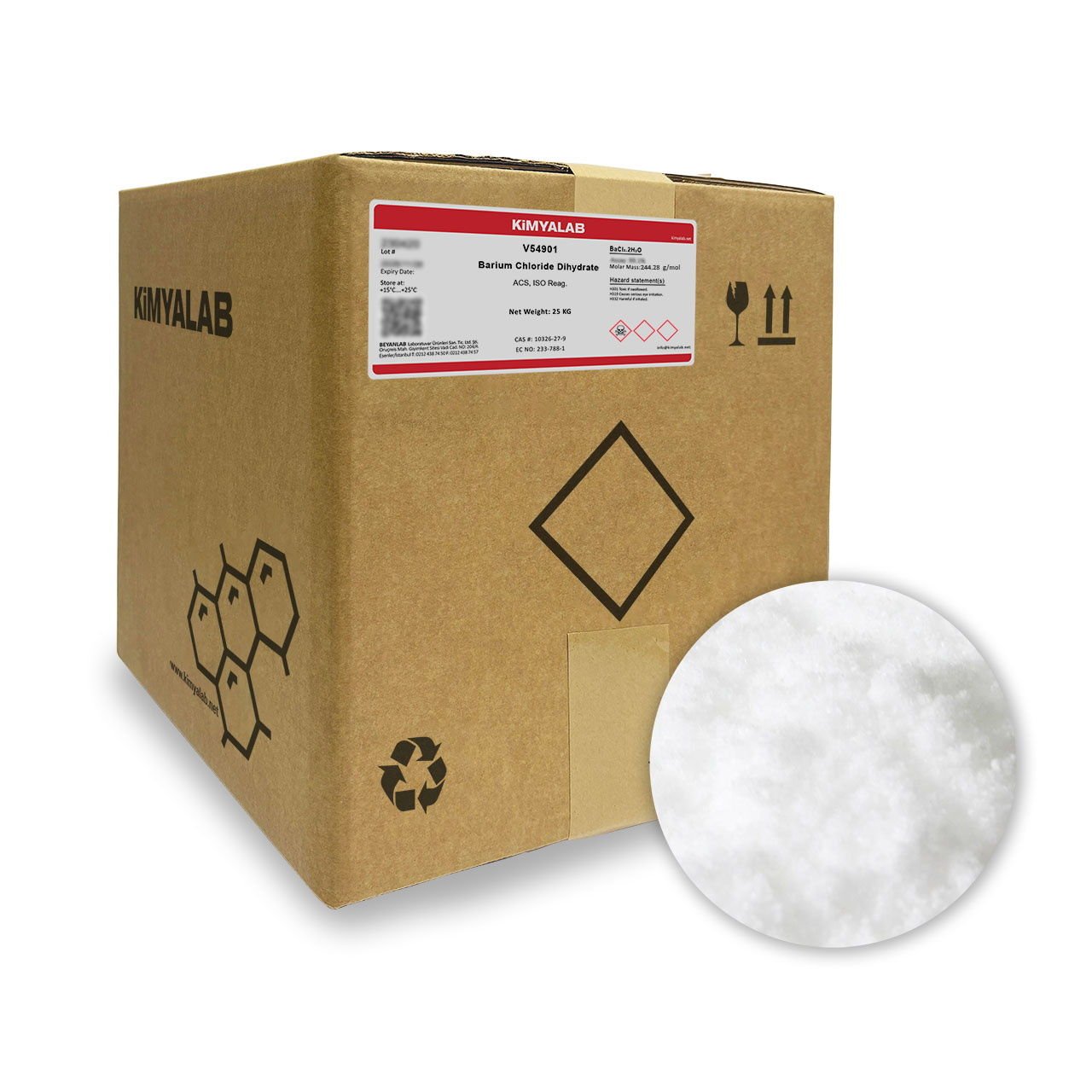 Kimyalab Baryum Klorür - Barium Chloride Dihydrate - 25 Kg-Koli Toptan