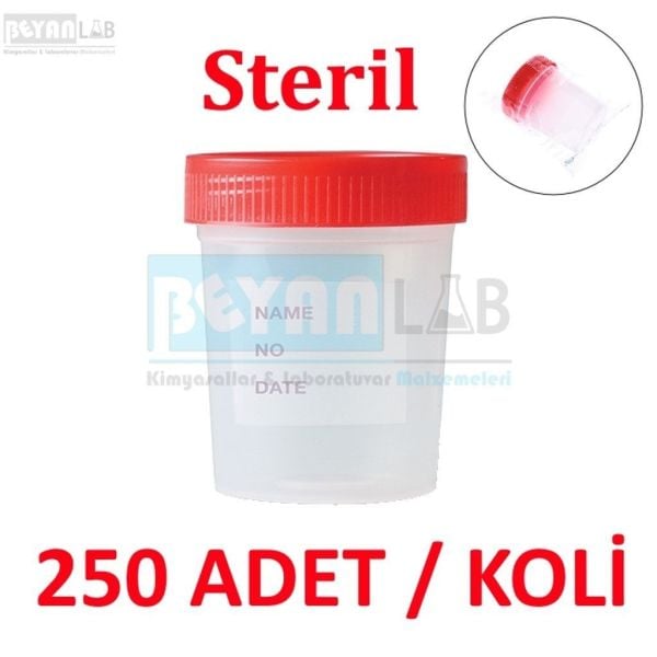 Numune Kabı 100ml Aseptik Poşetli - Steril İdrar Kabı 250li