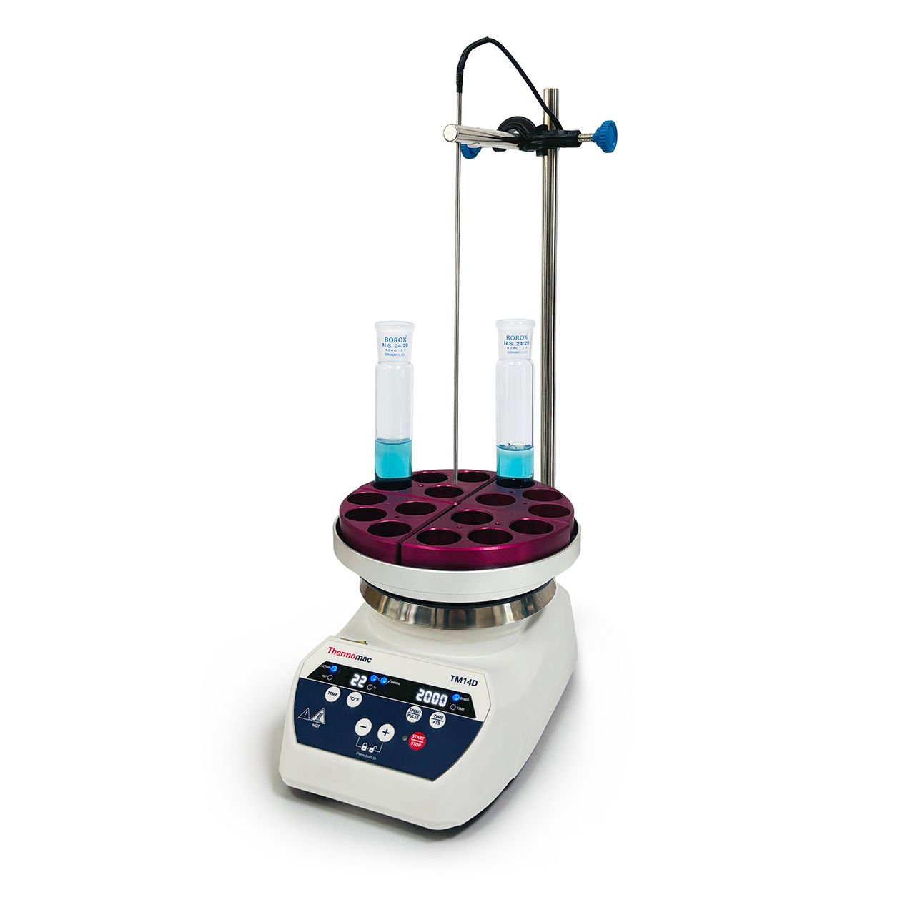 Thermomac TM14D Dijital Isıtıcılı Manyetik Karıştırıcı 10L - Digital Hot Plate Stirrer - 10 Litre Isıtıcı Tabla+Taşıyıcı Plaka+4x20ml Tüp Blok Set