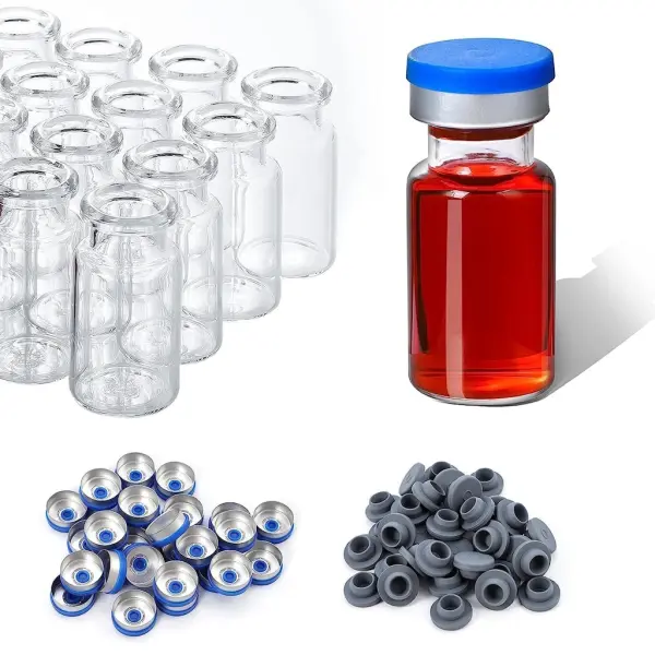 Borox Kapaklı Tıpalı Cam Şişe 10ml - Crimp Vial ND20 - Şeffaf - Dibi Düz - 100 Adet/Paket
