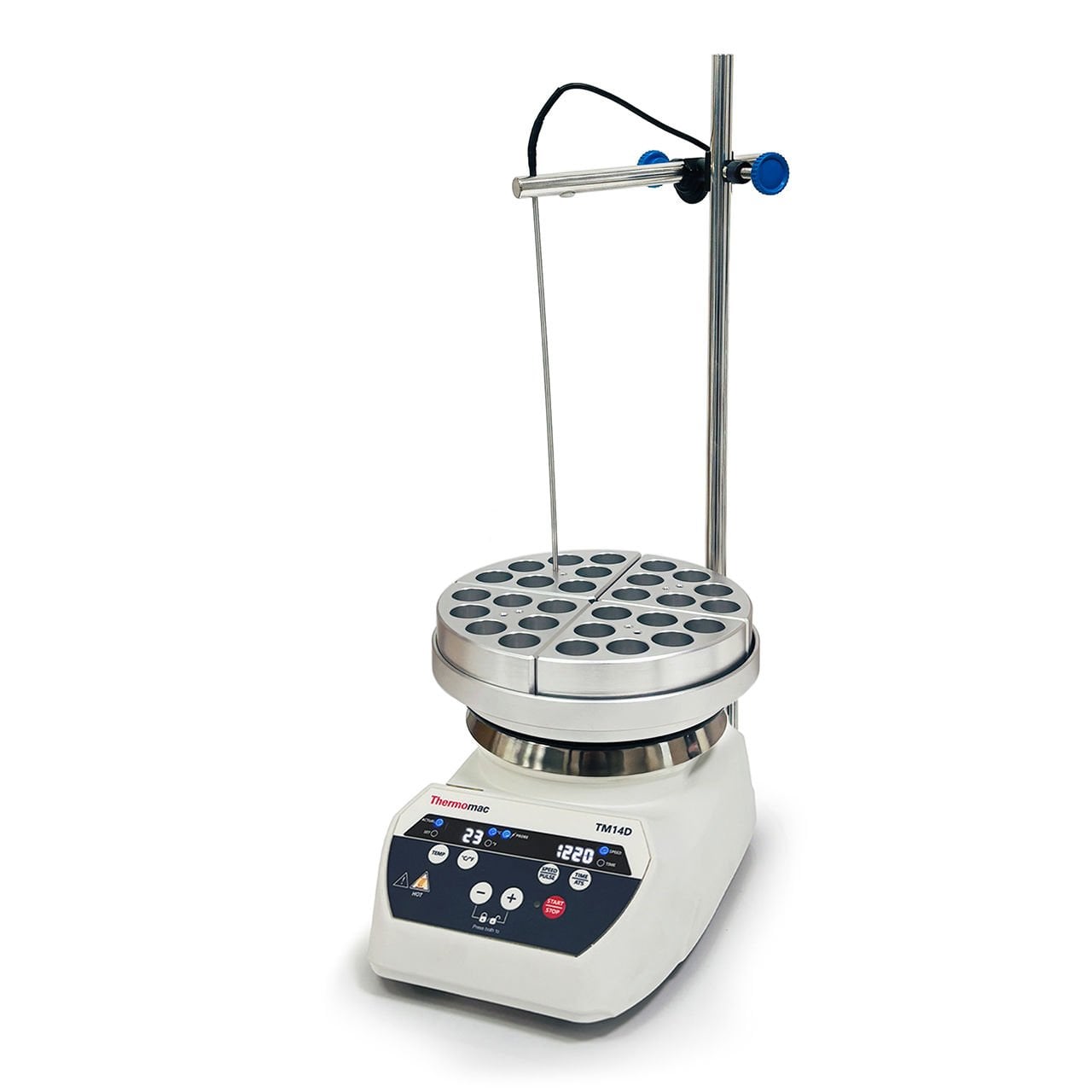 Thermomac TM14D Dijital Isıtıcılı Manyetik Karıştırıcı 10L - Digital Hot Plate Stirrer - 10 Litre Isıtıcı Tabla+Taşıyıcı Plaka+7x16ml Tüp Blok Set
