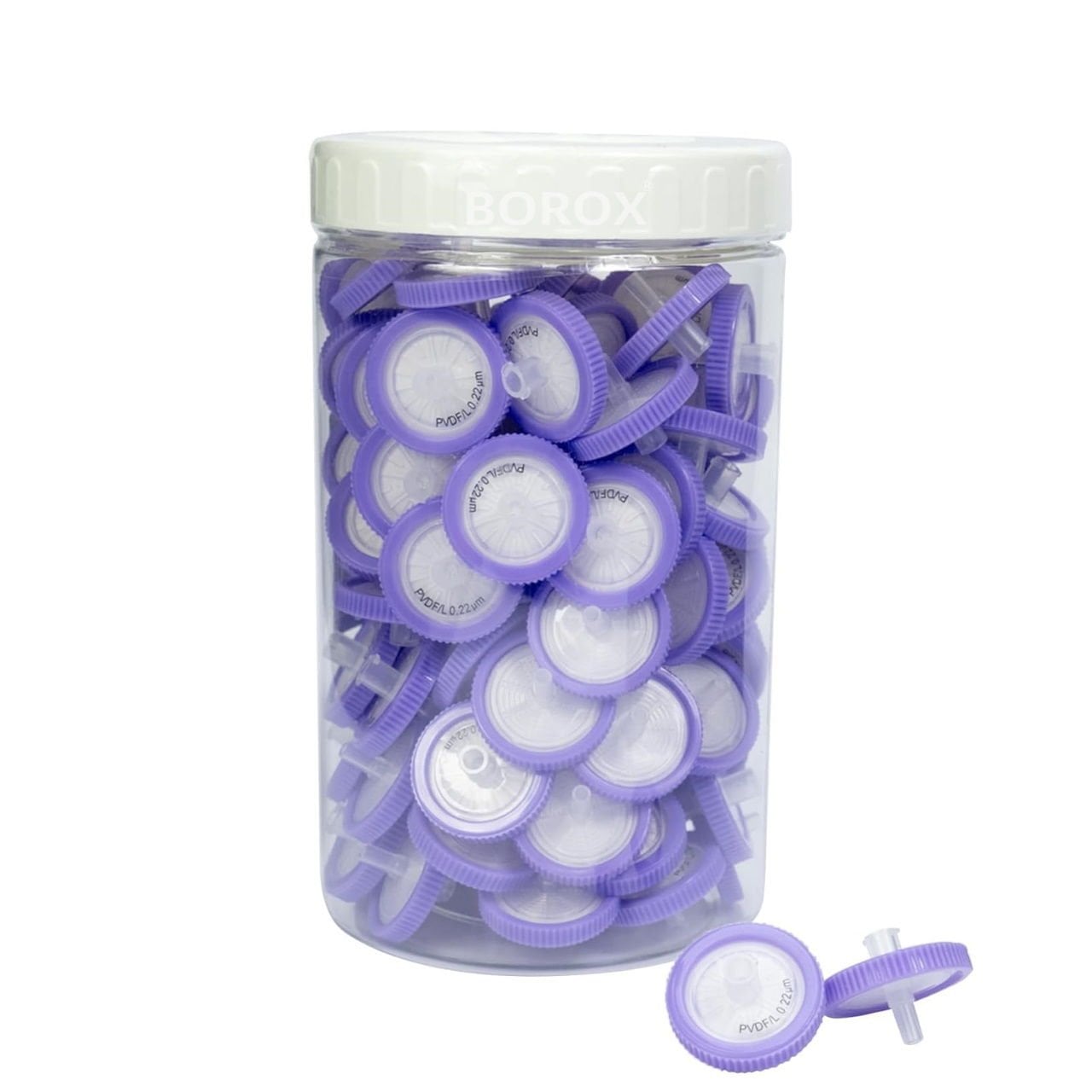 Borox Hidrofilik PVDF Şırınga Filtre - Non Steril 0.22µm - Lila - 100 Adet