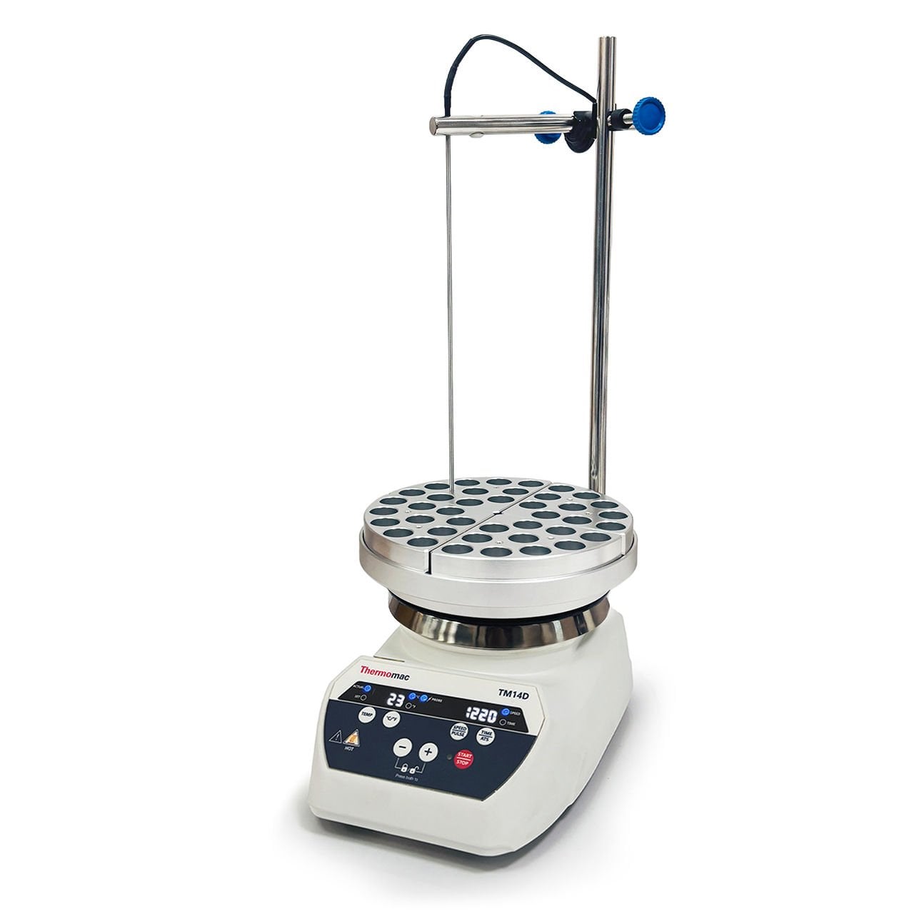 Thermomac TM14D Dijital Isıtıcılı Manyetik Karıştırıcı 10L - Digital Hot Plate Stirrer - 10 Litre Isıtıcı Tabla+Taşıyıcı Plaka+10x8ml Tüp Blok Set