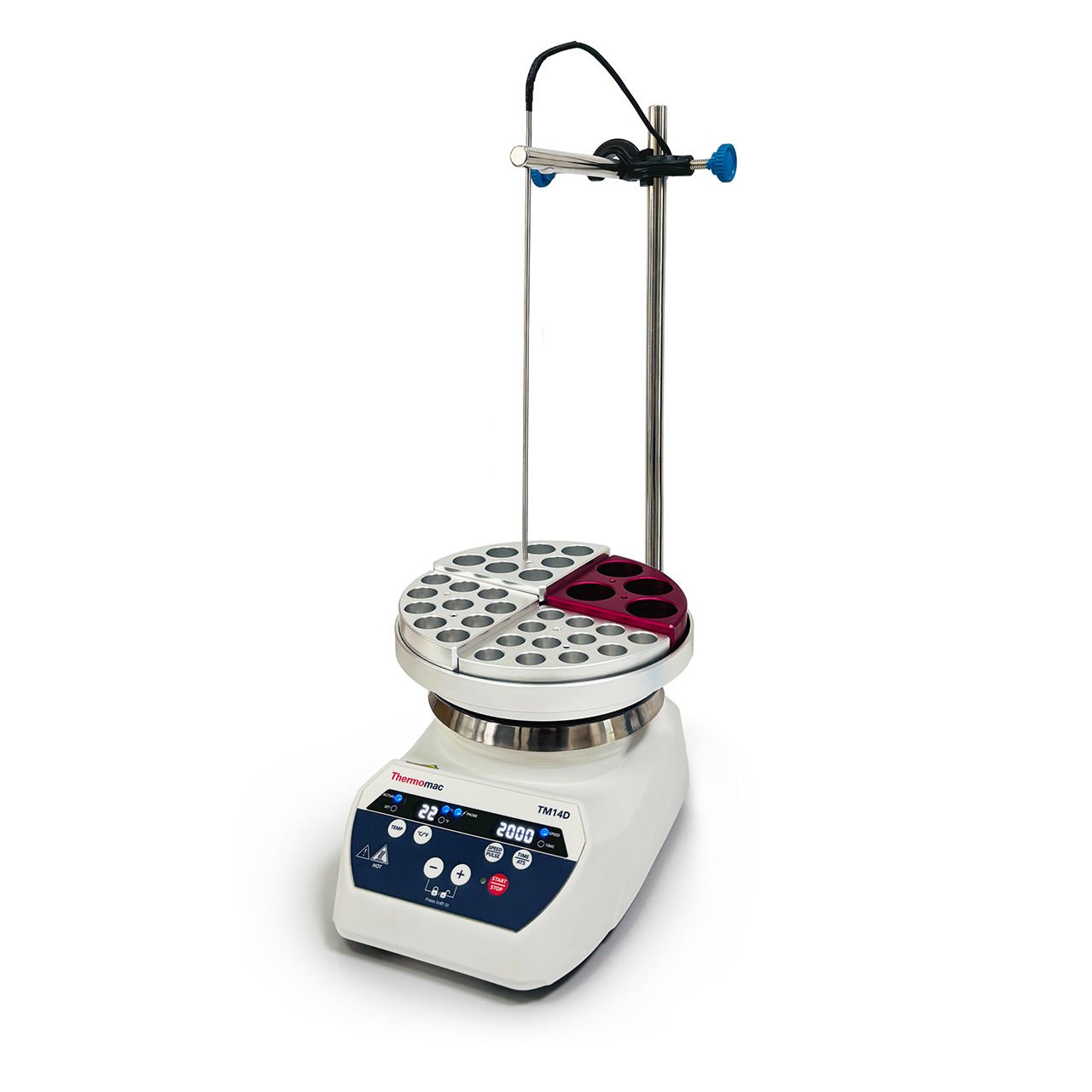 Thermomac TM14D Dijital Isıtıcılı Manyetik Karıştırıcı 10L - Digital Hot Plate Stirrer - 10 Litre Isıtıcı Tabla+Taşıyıcı Plaka+20,16,8,4ml Tüp Blok Set