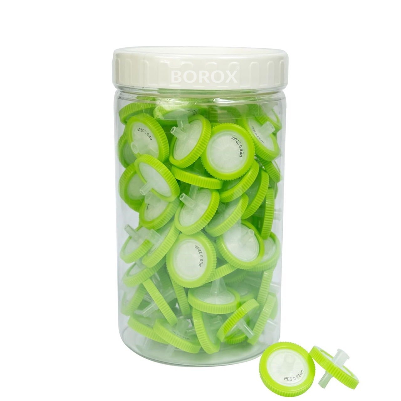 Borox Polietersülfon Şırınga Filtre - Non Steril 0.22µm - PES Syringe Filter - Yeşil - 100 Adet