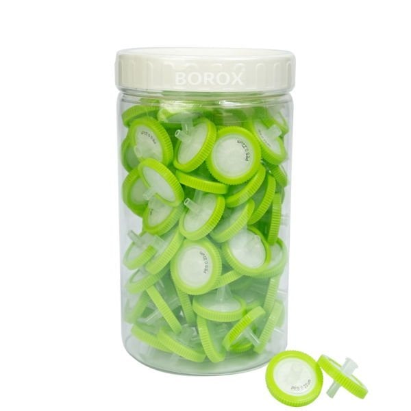 Borox Polietersülfon Şırınga Filtre - Non Steril 0.22µm - PES Syringe Filter - Yeşil - 100 Adet