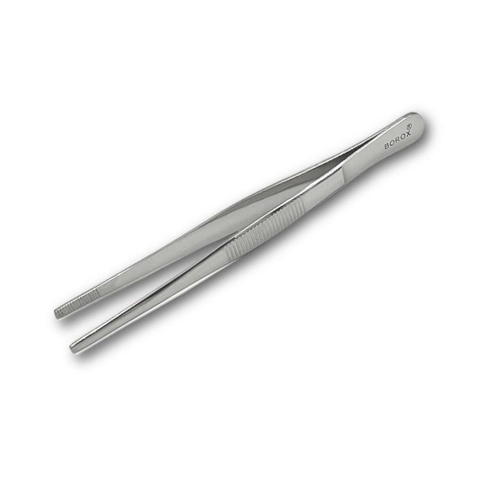Borox Penset 13 cm Paslanmaz Çelik - Küt Uç Dişli Düz Cımbız