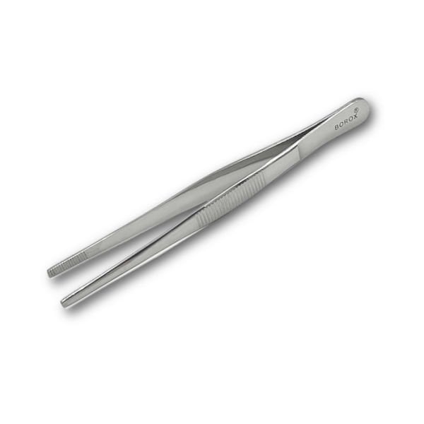 Borox Penset 13 cm Paslanmaz Çelik - Küt Uç Dişli Düz Cımbız