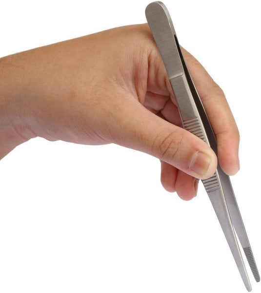 Borox Penset 13 cm Paslanmaz Çelik - Küt Uç Dişli Düz Cımbız