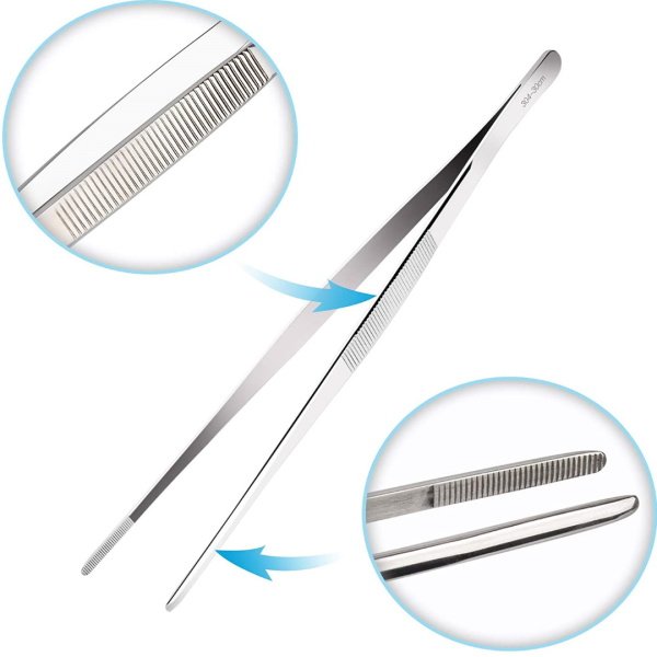 Borox Penset 30cm Paslanmaz Çelik - Aşçı Cımbızı Düz-Küt Uç