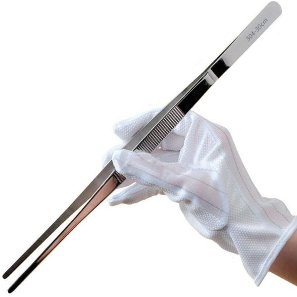 Borox Penset 30cm Paslanmaz Çelik - Aşçı Cımbızı Düz-Küt Uç