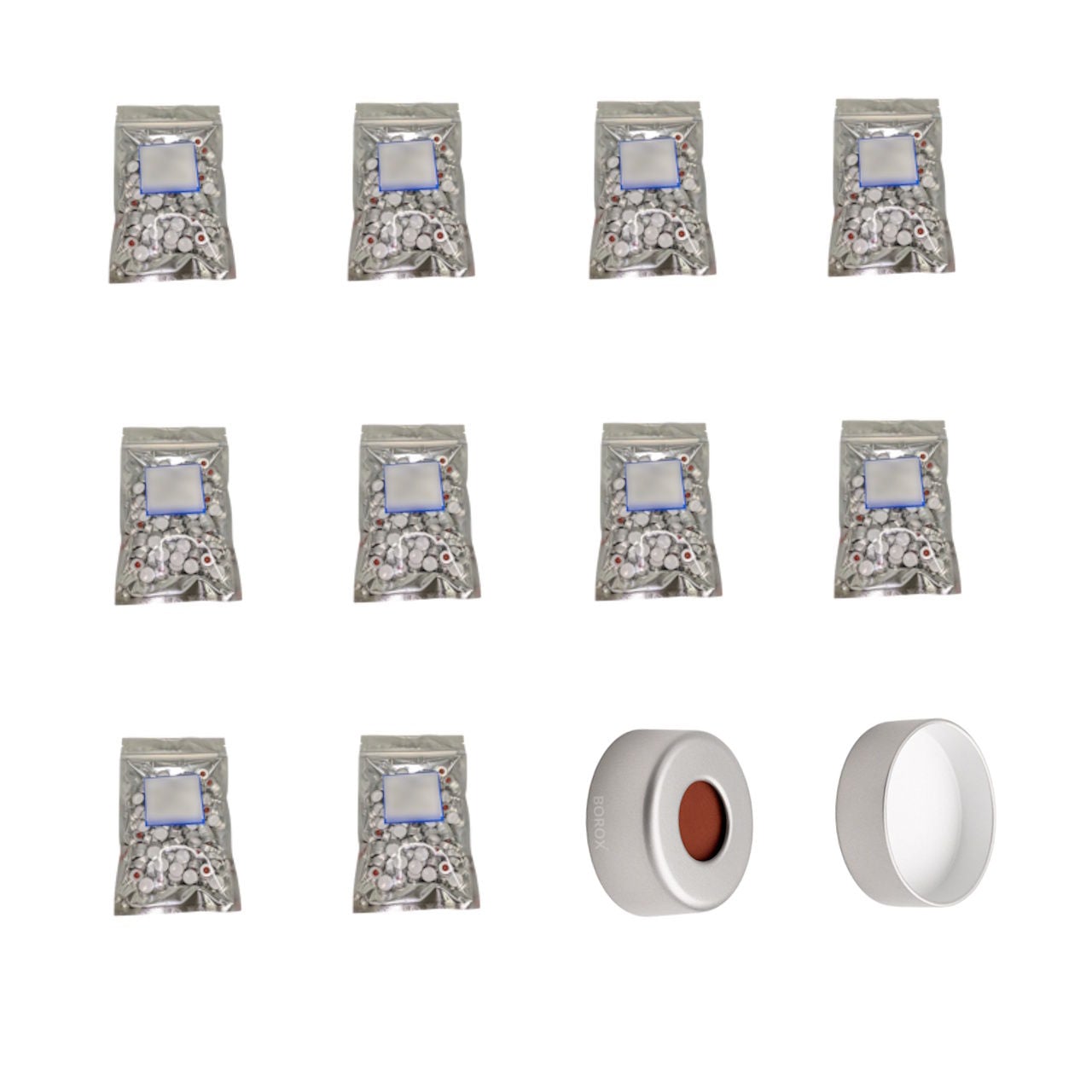 Borox Alüminyum Vial Crimp Kapağı ND11 - PTFE Septa - Silikon Yarıksız - 1000 Adet Toptan