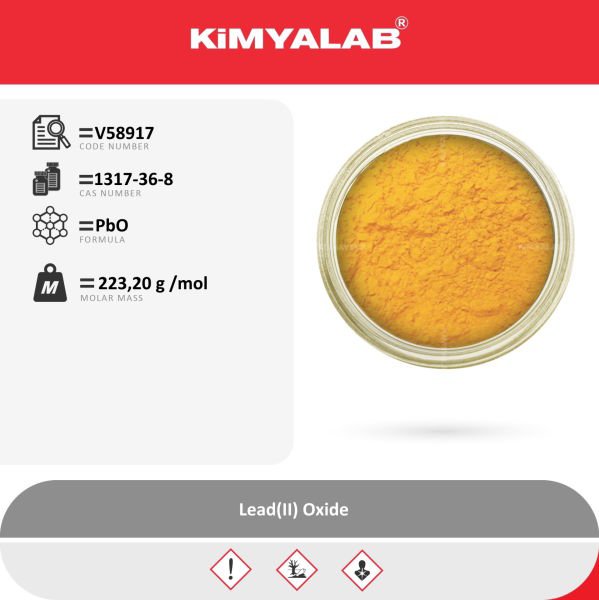 Kimyalab Kurşun Oksit Mürdesenk 5 Kg - Lead II Oxide - PbO %99,5 - Extra Pure - Sarı