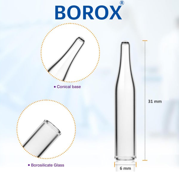 Borox Vial Insert 6x31mm 250µl - Konik Tabanlı