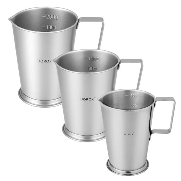 Borox Kulplu Standlı Paslanmaz Çelik Beher 1 L - Ölçü Kabı 1000ml