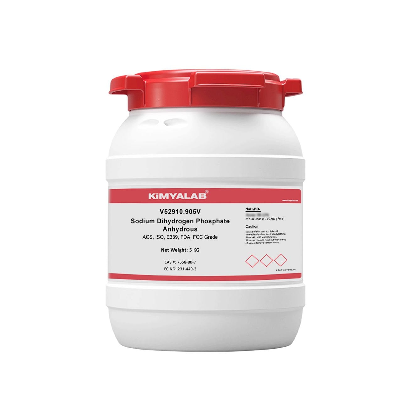 Kimyalab Sodyum Dihidrojen Fosfat - Sodium Dihydrogen Phosphate Anhydrous - 5 Kg HDPE Varil