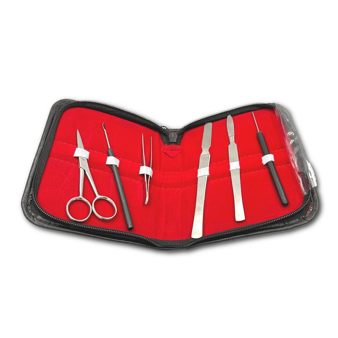 Borox Paslanmaz Çelik - Çantalı Diseksiyon Seti - Makas Lanset Penset Bistüri Spatül Dahil