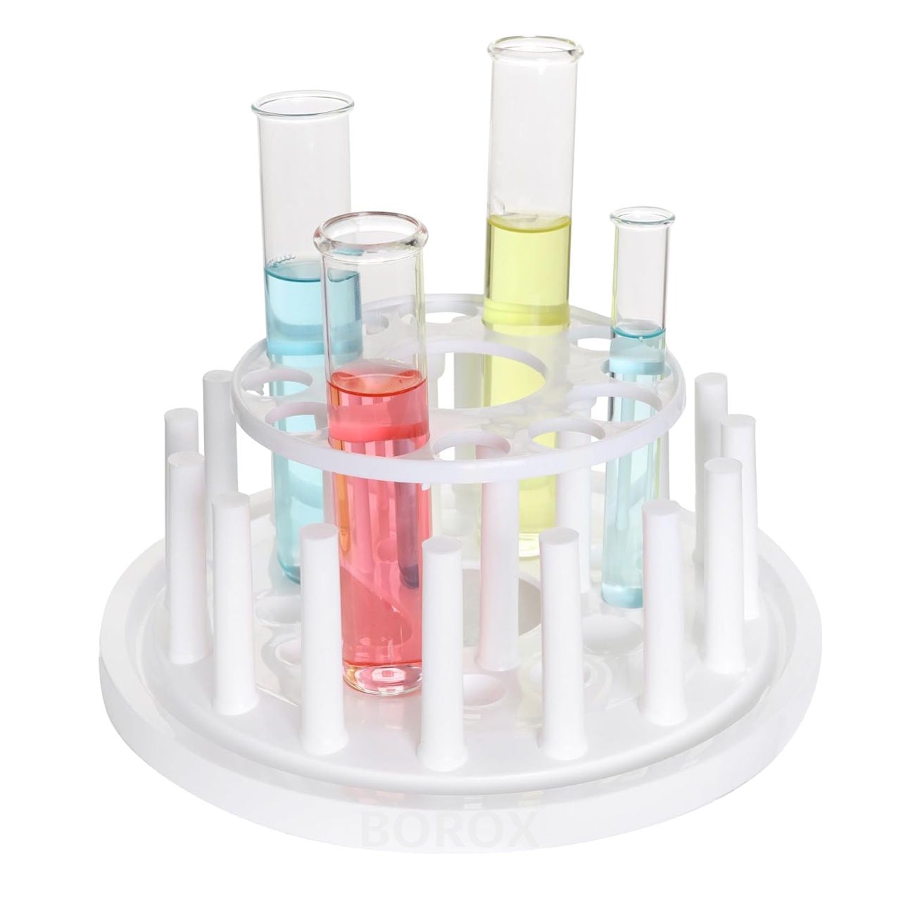 Borox Yuvarlak Deney Tüpü Standı - PP Tüplük 16 Kurutma Mandallı - 4x25mm ve 8x19mm Tüpler İçin