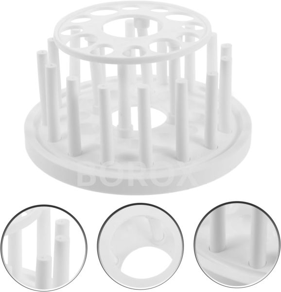 Borox Yuvarlak Deney Tüpü Standı - PP Tüplük 16 Kurutma Mandallı - 4x25mm ve 8x19mm Tüpler İçin