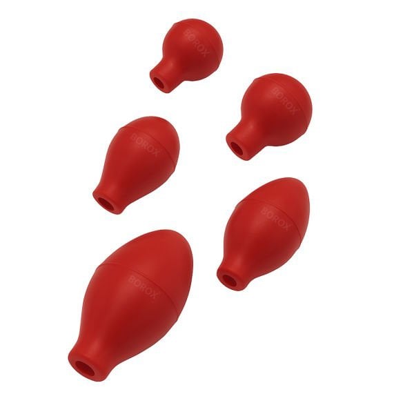 Borox Pipet Puarı - Kauçuk Puar - Pipette Bulbs Rubber - 5 Ölçü Set