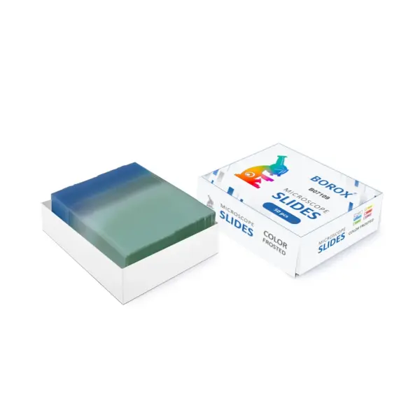 Borox Lam - Tek Yüzey 1/3 Mavi Rodajlı Mikroskop Lamı 50Adet