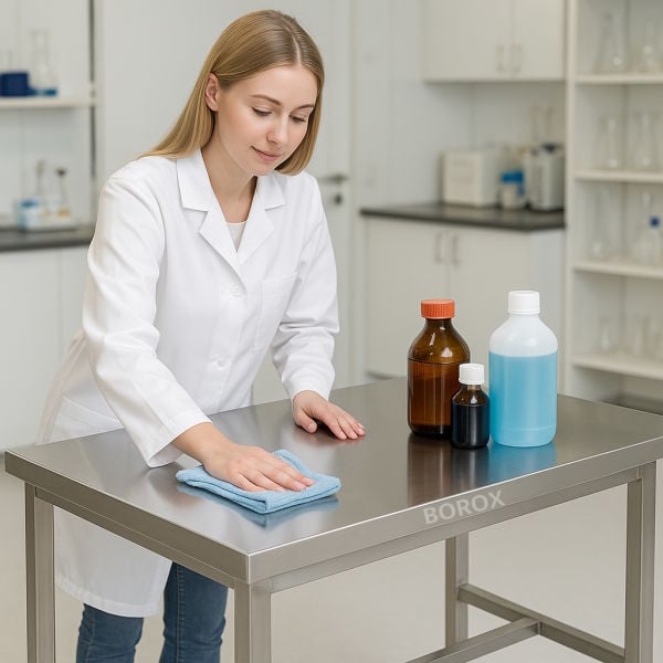 Borox Paslanmaz Çelik Laboratuvar Masası 130x80x85cm - Deney Masası - Çalışma Tezgahı