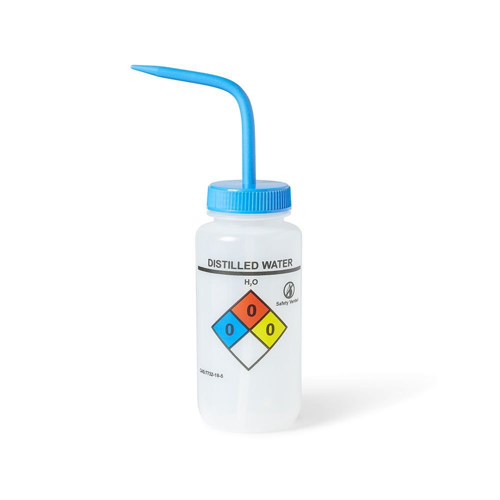 Borox Piset 500 ml - LDPE Yıkama Şişesi - Distile Su Piseti - Yüzey Baskılı - Mavi Kapaklı - Geniş Boyunlu
