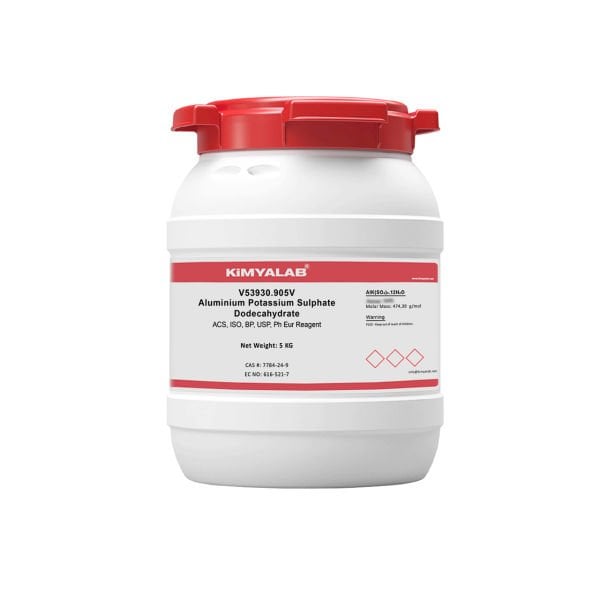 Kimyalab Alüminyum Potasyum Sülfat Dodekahidrat - Aluminium Potassium Sulphate Dodecahydrate USP - 5 Kg-HDPE Varil