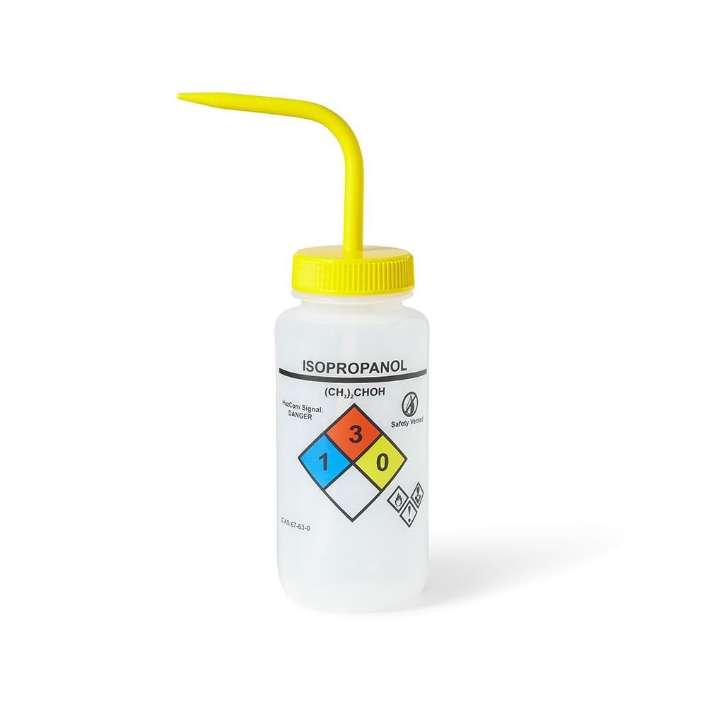 Borox Piset 500 ml - LDPE Yıkama Şişesi - İzopropil Alkol Piseti - Yüzey Baskılı - Sarı Kapaklı - Geniş Boyunlu