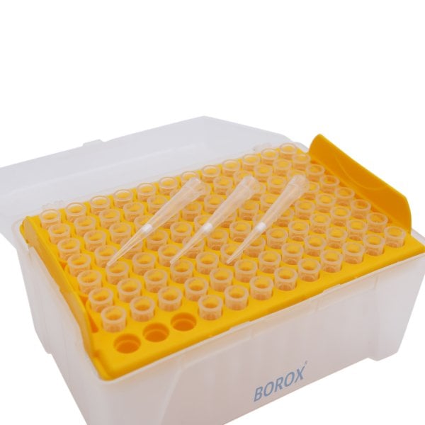 Borox Filtreli Pipet Ucu Steril 20 µl - Uzun Şeffaf - 96Adet-Paket