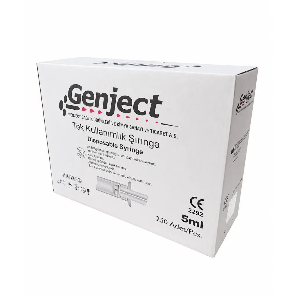 Enjektör Steril 5cc - Şırınga 5ml - 3 Parça - 250 Adet/paket