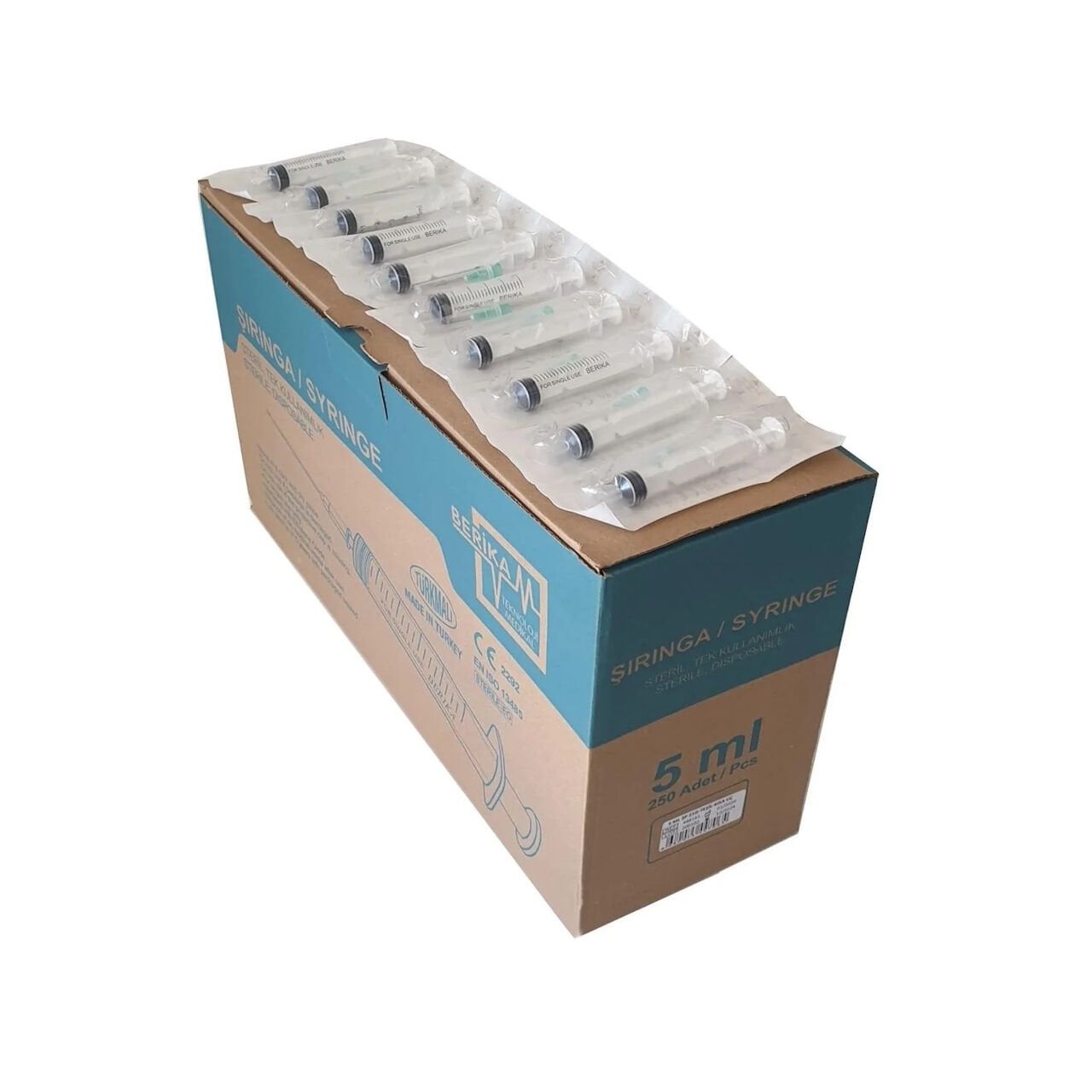 Enjektör Steril 5cc - Şırınga 5ml - 3 Parça - 250 Adet/paket