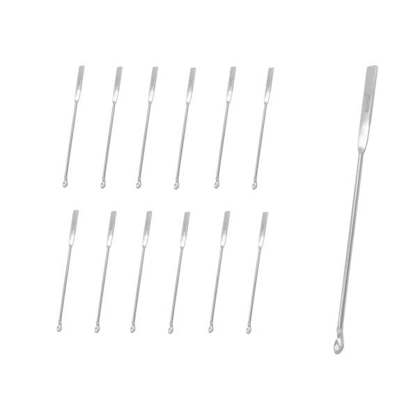 Borox Metal Spatül Mikro Kaşıklı 15 cm - Paslanmaz Çelik Spatula - 12 Adet Toptan