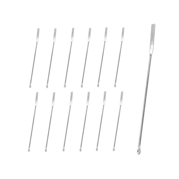 Borox Metal Spatül Mikro Kaşıklı 18 cm - Paslanmaz Çelik Spatula - 12 Adet Toptan