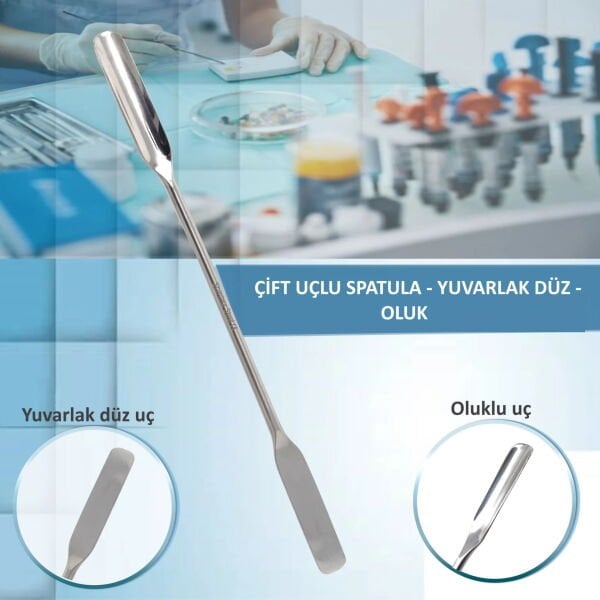 Borox Metal Spatül Oluklu 21 cm - Paslanmaz Çelik Spatula - 12 Adet Toptan