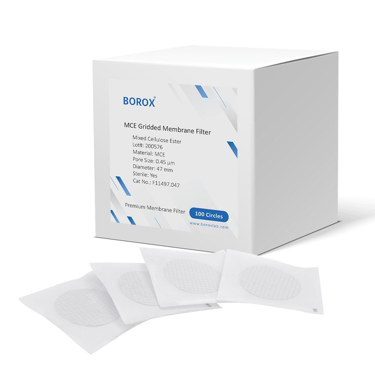 Borox Selüloz Asetat Membran Filtre Steril 0.45µm - 47mm - 100 Adet