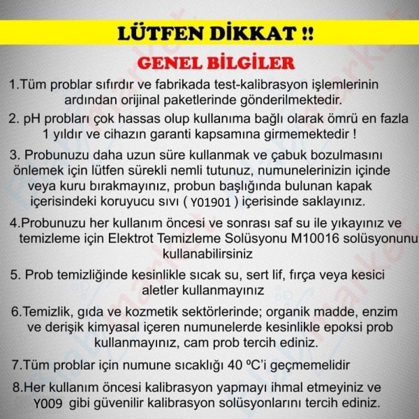 Milwaukee MA991B/1 Cam pH Probu - Yedek Değiştirme Elektrodu